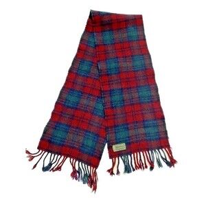 Authentic Vintage Tweedmill British Lambswool Wool Fringe Scarf Muffler 50”x8.5”